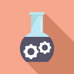 Flask gear control icon flat vector. Business center