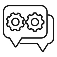 Chat gear icon outline vector. Business control