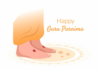 Happy Guru Purnima of Indian Festival to Spiritual and Academic Teachers in Flat Cartoon Flower Background Illustration