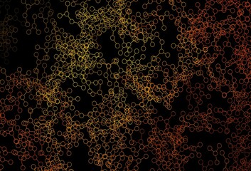 Dark Orange vector backdrop with artificial intelligence data.