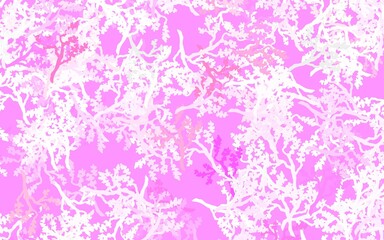 Fototapeta na wymiar Light Purple, Pink vector abstract background with leaves, branches.