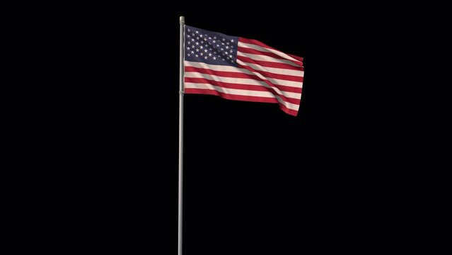 United States flag, 4k video background is transparent