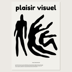 The exposition. Visual pleasure. Vector hand drawn minimalistic placard with illustration. Creative abstract artwork . Template for card, poster, banner, print for t-shirt, brochure.