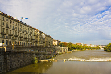 Embankment of Turin at sunny day