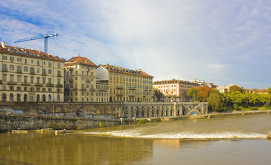 Embankment of Turin at sunny day