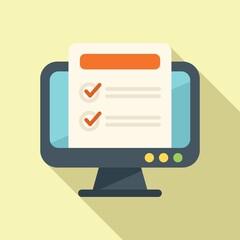 Approved job search icon flat vector. Online computer