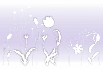 Fototapeta na wymiar Romantic background with wildflowers. Background with flowers for text. Volumetric background with flowers.