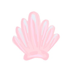 Vector Beautiful mother-of-pearl shell painted in watercolor. Summer beach illustration from the bottom of the sea.