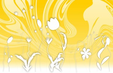 Romantic background with wildflowers. Background with flowers for text. Volumetric background with flowers.