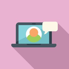 Online job interview icon flat vector. Computer search