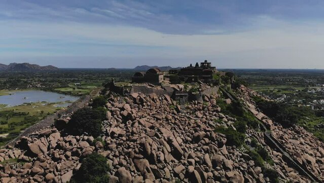 Gingee fort in Tamil Nadu, South India, view from the hill