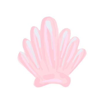recommend clip art: Vector Beautiful mother-of-pearl shell painted in watercolor. Summer beach illustration from the bottom of the sea.