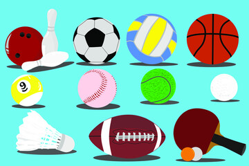 Variety of ball collection sport illustration vector