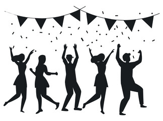Happy business people party Silhouettes premium vector template