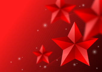 Elegant red stars, Christmas background, holiday, winner, social media post, digital and technology
