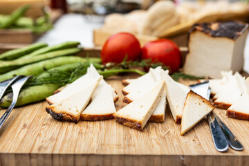 Banquet with goat cheese. Buffet prepared for a wedding.