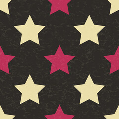 Circus carnival retro vintage stars seamless pattern. Textured old fashioned retro graphic template. Vector texture background tile. For parties, birthdays, decorative elements.