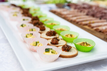 Mixed finger food dish, typical wedding banquet.