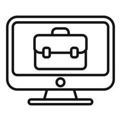 Computer online job icon outline vector. Search business