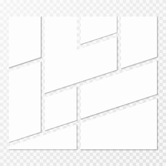 Photo frame mockup on white background with shadow. White template photo collage.