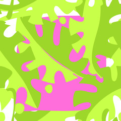 Fototapeta na wymiar Monstera leaves based seamless pattern