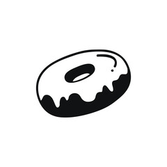 Donut icon, black line icon vector isolated on white background