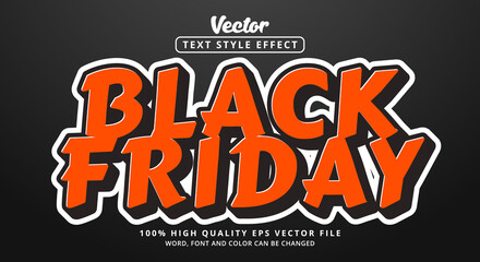 Editable text effects, Black Friday text in modern color style and metal style in fresh red dashing style