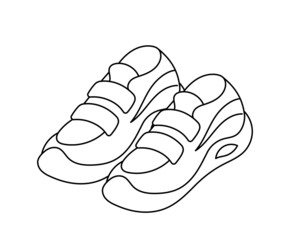 Sneakers running shoe. Editable stroke. Line icon.