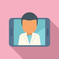Tablet online doctor icon flat vector. Patient health