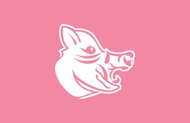 Head Pig Vector Design On Pink Background