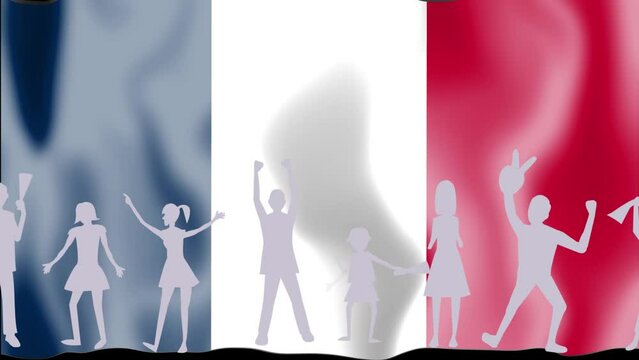 フランスを応援する人々の動画素材。