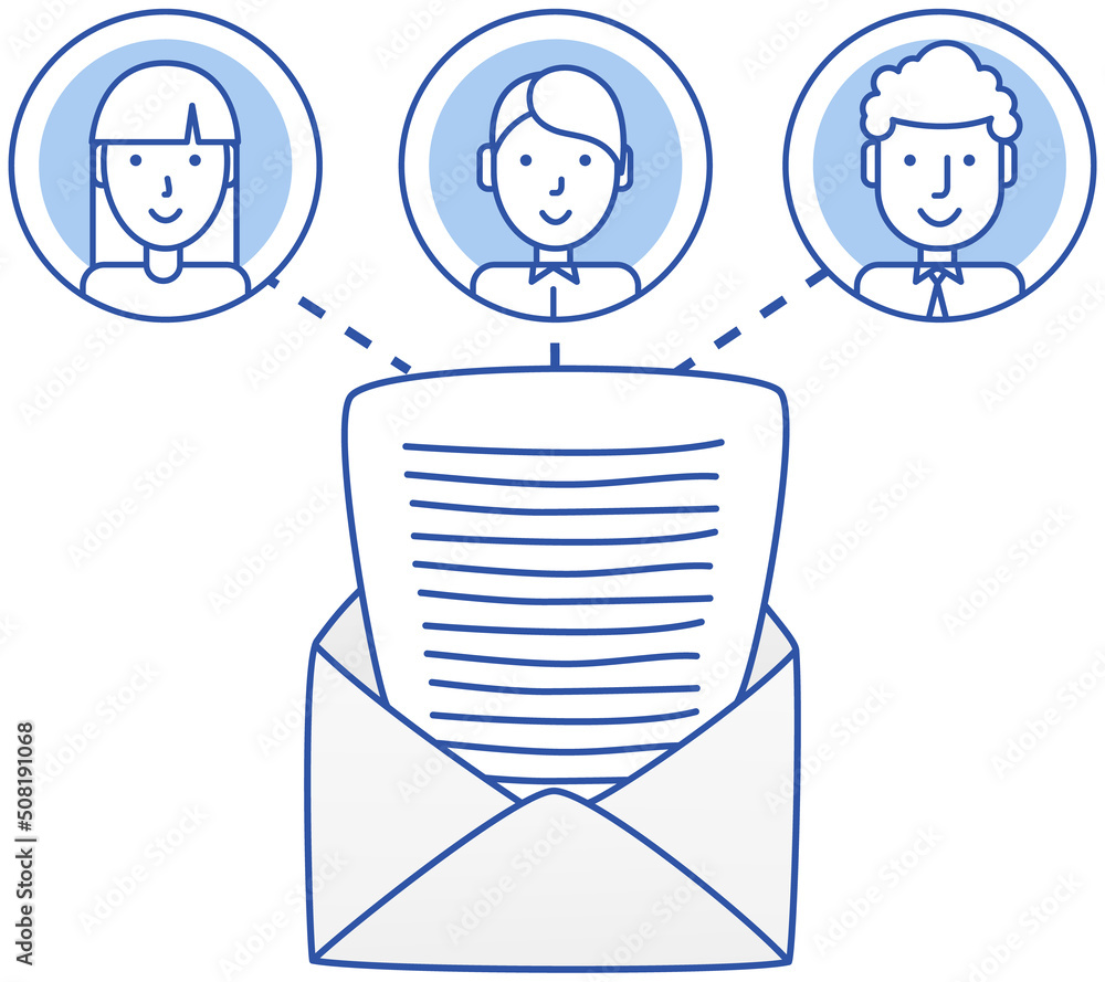 Poster email notification letter near user profile icons. app for chatting and mailing design template. onl