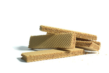 delicious wafer biscuits on white background isolated