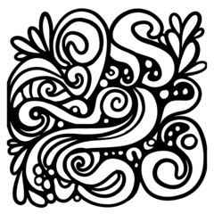 Hand drawn linedoodle illustration Vecor floral element/ Coloring book page