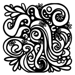 Hand drawn linedoodle illustration Vecor floral element/ Coloring book page