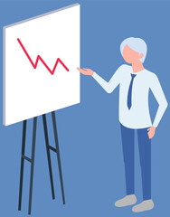 Analytics information and development statistics. Web analysis measure, product testing technology. Man analyses dashboard seo optimization, digital report. Statistical indicators and data on diagram