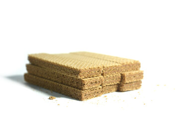 delicious wafer biscuits on white background isolated