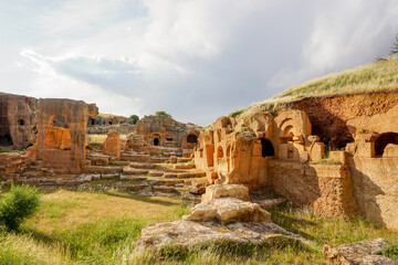 12 May 2022 Mardin Turkey. Dara antique city witn necropol and cistern of Eastern Roman Empire