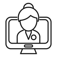 Old online doctor icon outline vector. Health patient