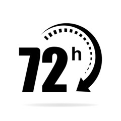72h icon. Flat vector illustration in black on white background. Vector illustration.