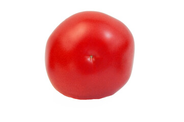 ripe tomato on a white background. the concept of cooking tomato sauce. red vegetable on a light texture. juicy pink tomate on the table