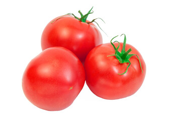 ripe tomatoes on a white background. the concept of cooking tomato sauce. red vegetables on a light texture. juicy pink tomatoes on the table