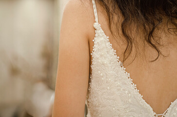 Fashion designer creating gowns stock photo