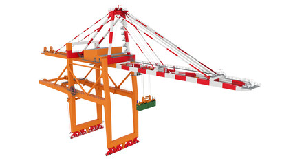 Sea port crane on a white background. 3d rendering. - obrazy, fototapety, plakaty