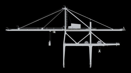 Sea port crane on a black background. 3d rendering.