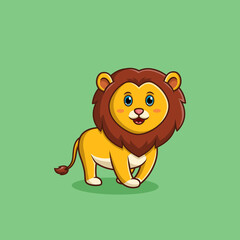 Cute lion cartoon happiness. Vector illustration