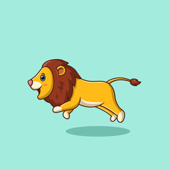 Cute lion cartoon jumping. Vector illustration