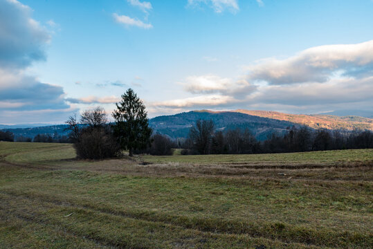 Late autumn in Javorniky mountains above Cadca city in Slovakia