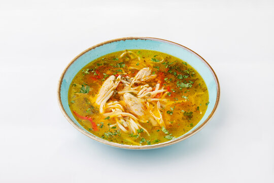 Chicken soup on a white background