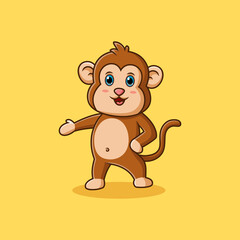 Cute cartoon monkey happy. Vector illustration